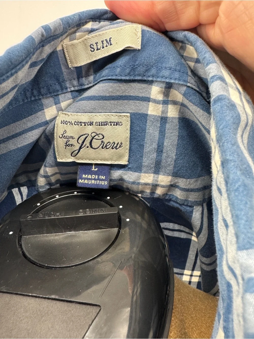 J. Crew Men's Navy and White Plaid Button-Down Shirt 0228